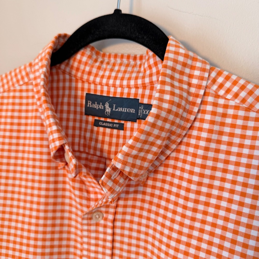 Ralph Lauren‎ Classic Fit Button Down Gingham Plaid Shirt Casual Preppy Logo XXL - Picture 3 of 12